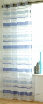 View Item Como Eyelet Contemporary Voile Panel (White/Blue)